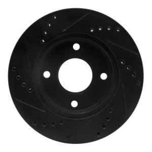 Nissan TIIDA Brake Rotor (1) - Front Right - R1 Concepts - Drilled & Slotted - Black - `07-`17